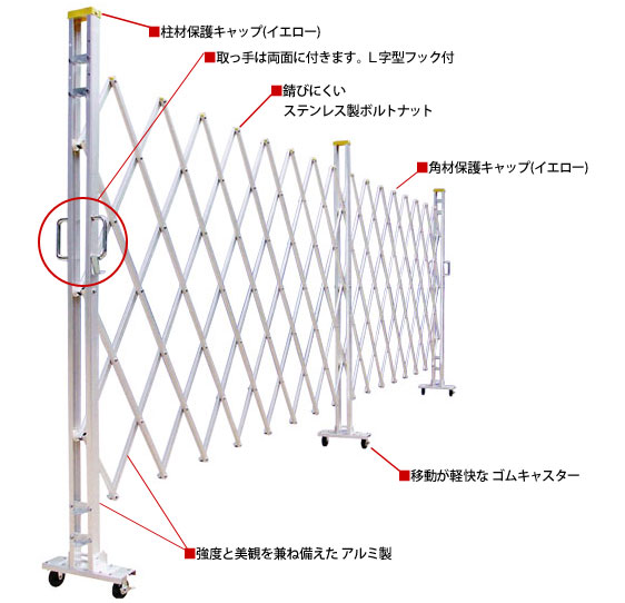 アルミゲート 伸縮門扉 両開き アルミ 高さ 1.2 m × 幅 3.6 m 12AYW-36