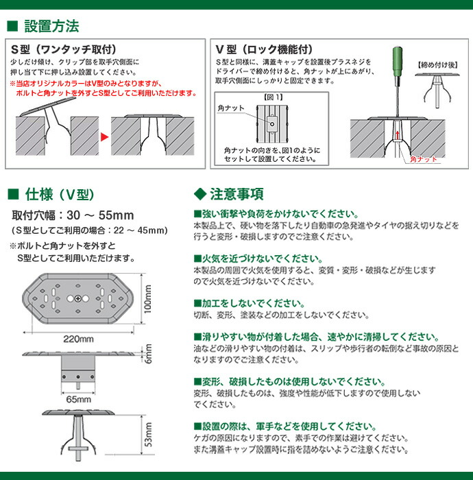 コンクリート側溝ふた用 溝蓋キャップ 樹脂製（1個）オリジナル限定カラー : brt0002-01 : 工事資材通販 ガテン市場 - 通販 -  Yahoo!ショッピング