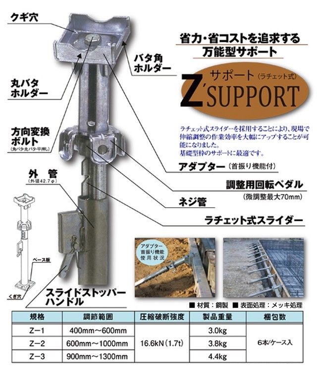 基礎型枠サポート Zサポート Z-1 1本 ホーシン : cc005-01 : 工事資材