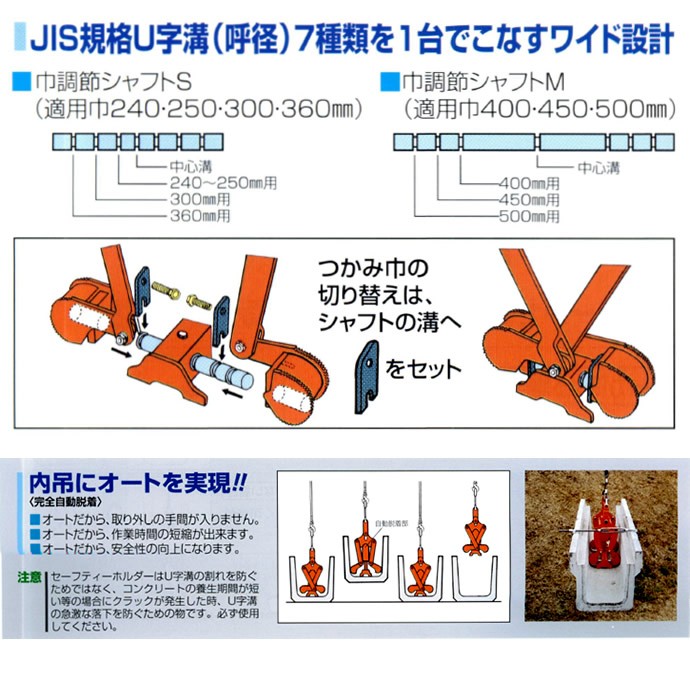 SANKYO U字溝内張り吊り U字溝の吊上げ工具 内吊ワイド7 サンキョウ・トレーディング : 工事