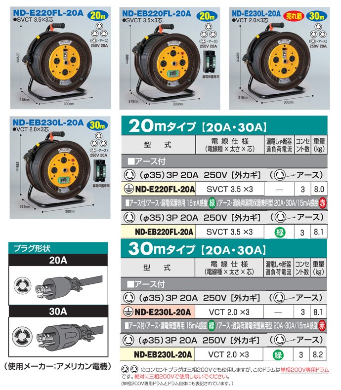 AC200V/20A/30m コードリール :20230626154917-00803:虹のショップ