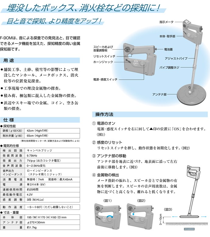 フジテコム 金属探知機 F-90M 1.7kg : 工事資材通販 ガテン市場 - 通販