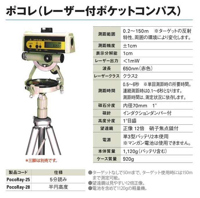 ポコレ (レーザー付ポケットコンパス) 5分読み PocoRay-25 : ths0685