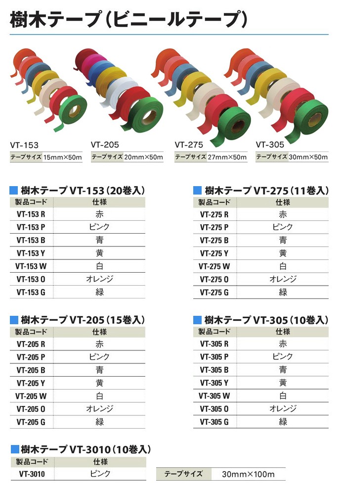 セール(SALE)開催中！ファッション通販 樹木テープ VT-205 20mm×50m 白 (15巻入) W : 工事資材通販 測量用品