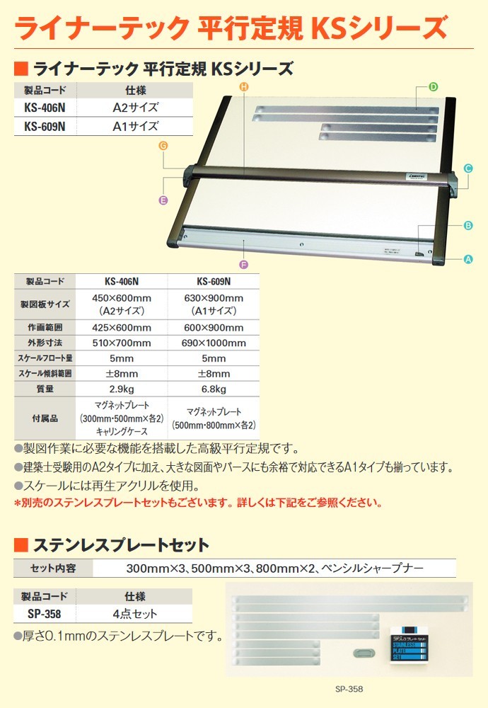 ライナーテック 平行定規 KSシリーズ A2サイズ KS-406N 大平産業 