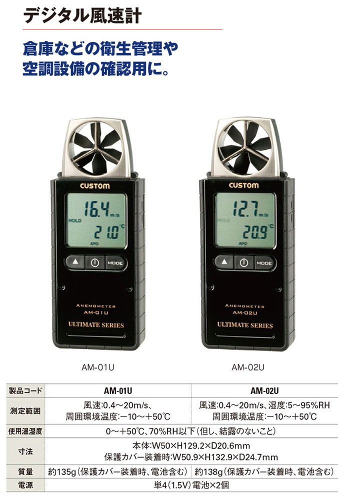 憧れのデジタル風速計 (風速・湿度・温度) AM-02U 計測、検査