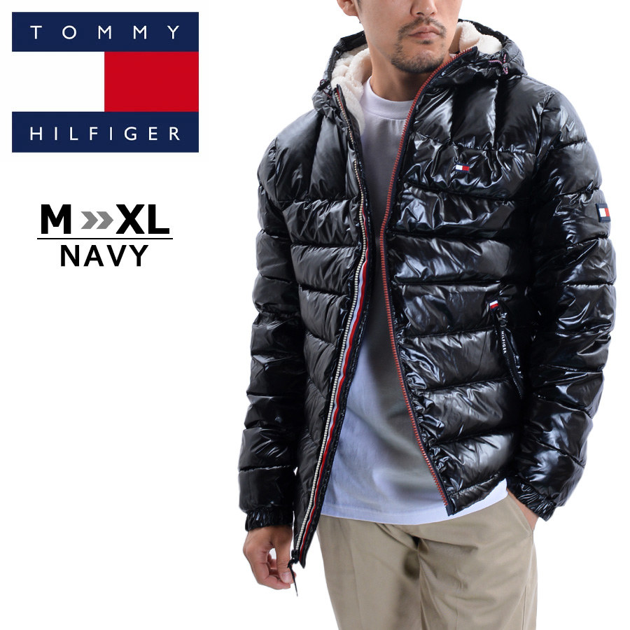 【売切り超特価】トミー ヒルフィガー TOMMY HILFIGER 中綿 ダウンジャケット メンズ 光沢 150AN214 ボア アウター フード ロゴ