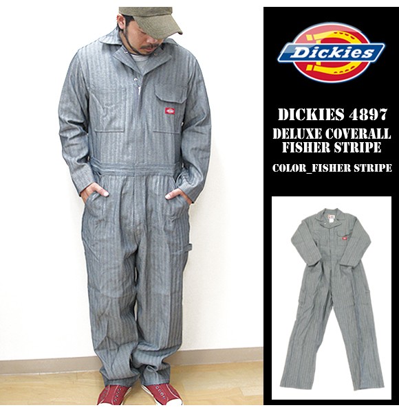 ディッキーズ つなぎ 長袖 フィッシャーストライプ 4897 48977 Dickies 