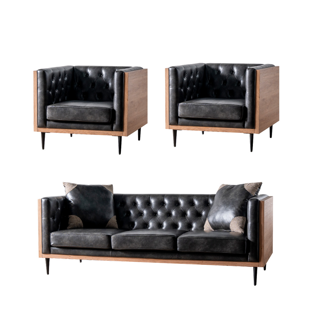 ソファー 3人掛け 1人掛け 3点セット ソフトレザー sofa アンティーク