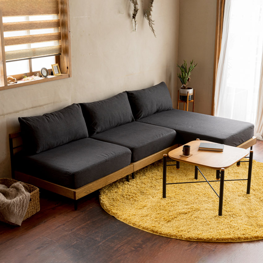 【正規品】 ソファー カウチソファー おしゃれ 帆布 キャンバス生地 l字 ヴィンテージ 西海岸 カウチ ソファ 3人掛けソファー オーク無垢材 木 モダン 人気 組立設置付き 【Y2292914547】(80808円)