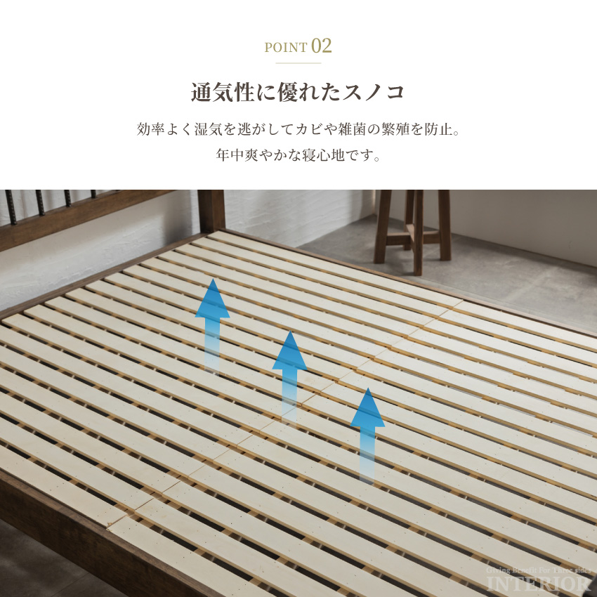 ベッド セミダブル ヘッドボード ヴィンテージ ヴィンテージ風