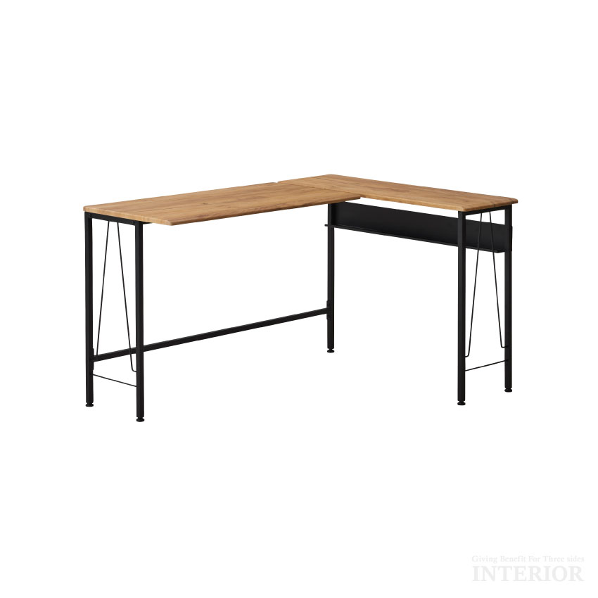 デスク 机 テーブル ケーブル収納付 L型デスク 幅122cm ナチュラル