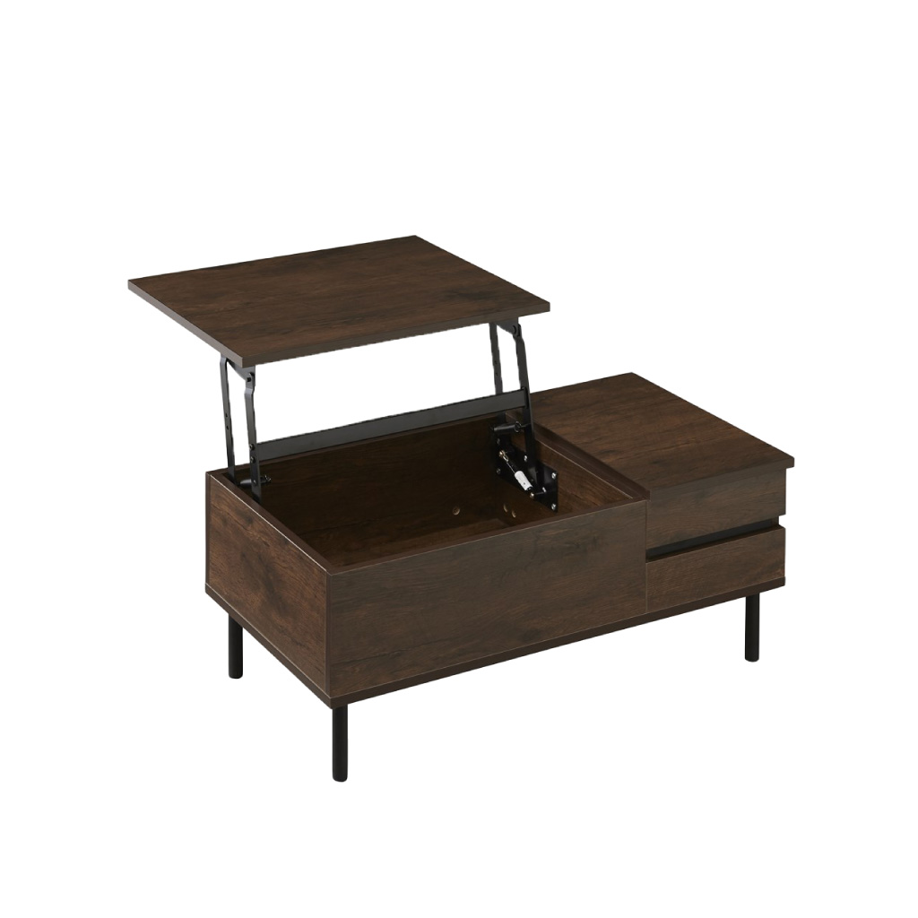 予約品 テーブル 昇降式 90×50cm 収納付き 天板昇降 引出 北欧