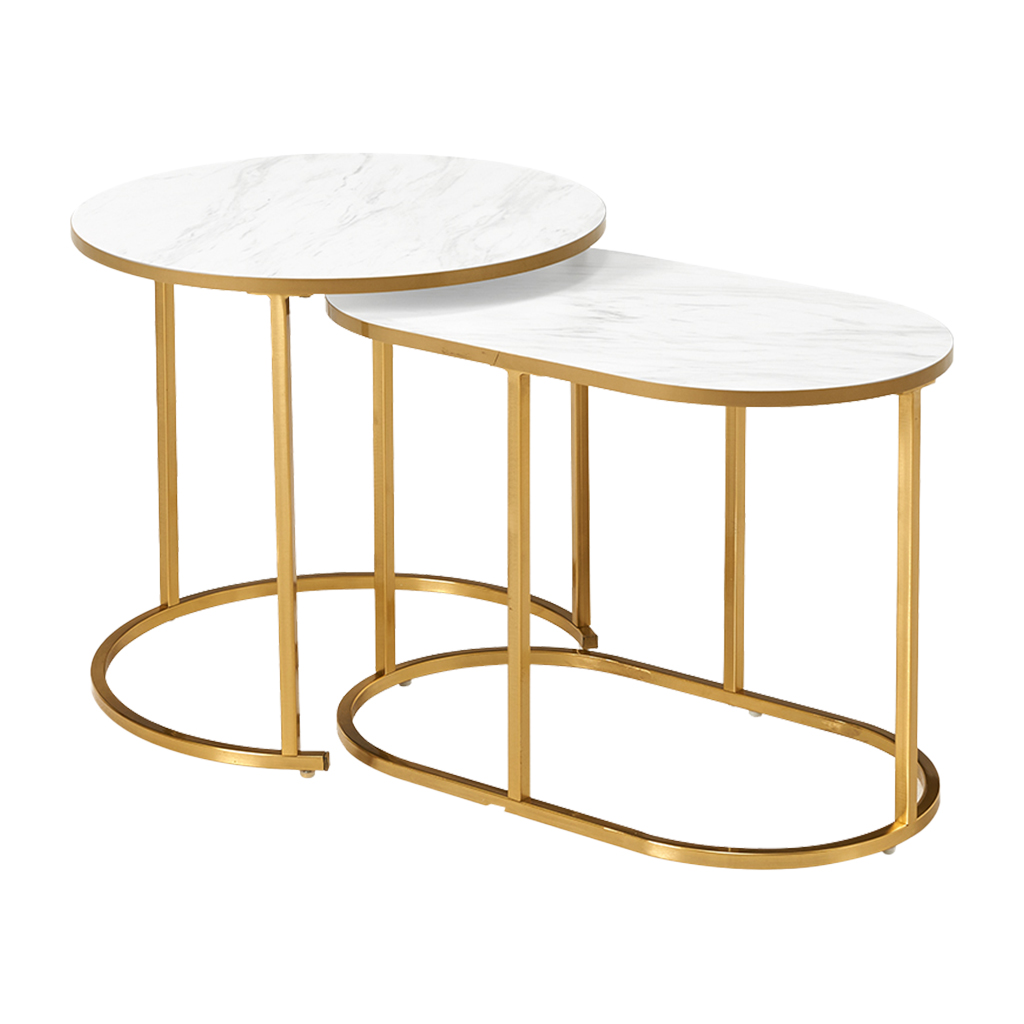 テーブル ネストテーブル センターテーブル サイドテーブル 2点セット 大理石調 スタイリッシュ 高級感 おしゃれ 上品 GB-INTE-1414 | ブランド登録なし | 01