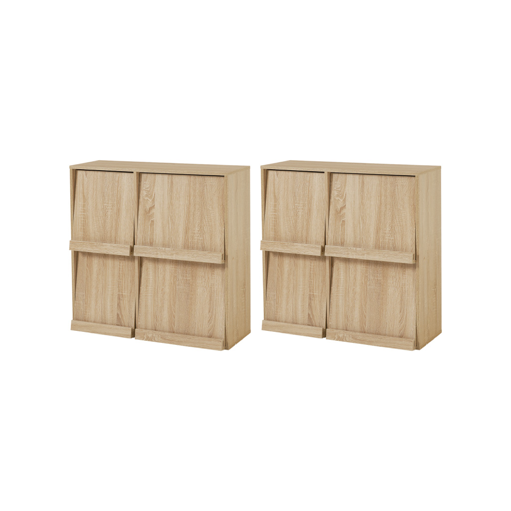 ディスプレイラック フラップ式 収納棚 扉付き 幅85cm 単体 2台セット