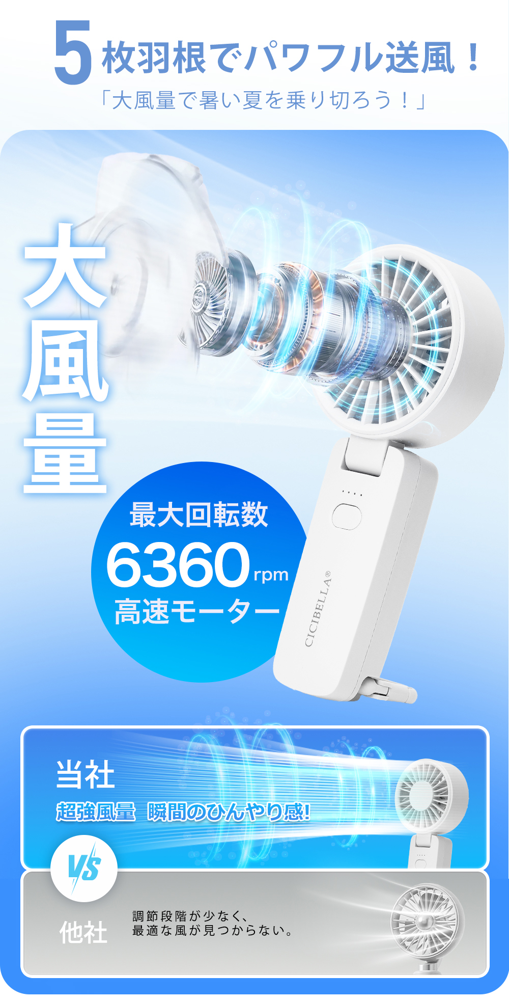 3WAYハンディファン　2025最新モデル リズム  首かけ 小型扇風機    卓上扇風機  静音 おしゃれ 軽量 持ち運び スポーツ観戦 コンパクト cicibella ポイント利用 | CICIBELLA | 11