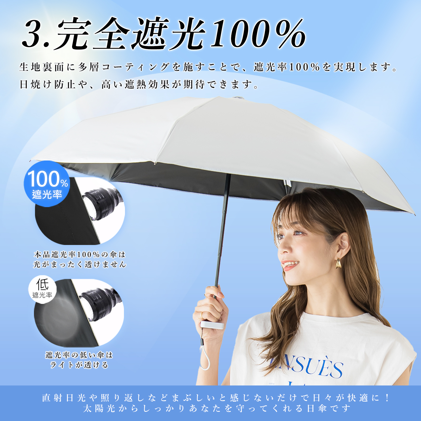 折りたたみ傘 日傘 軽量 ポケット日傘 レディース メンズ 晴雨兼用 完全遮光 キッズ 頑丈 折り畳み 雨傘 200g 遮熱 紫外線対策 日焼け 暑さ対策 梅雨対策 | CICIBELLA | 13
