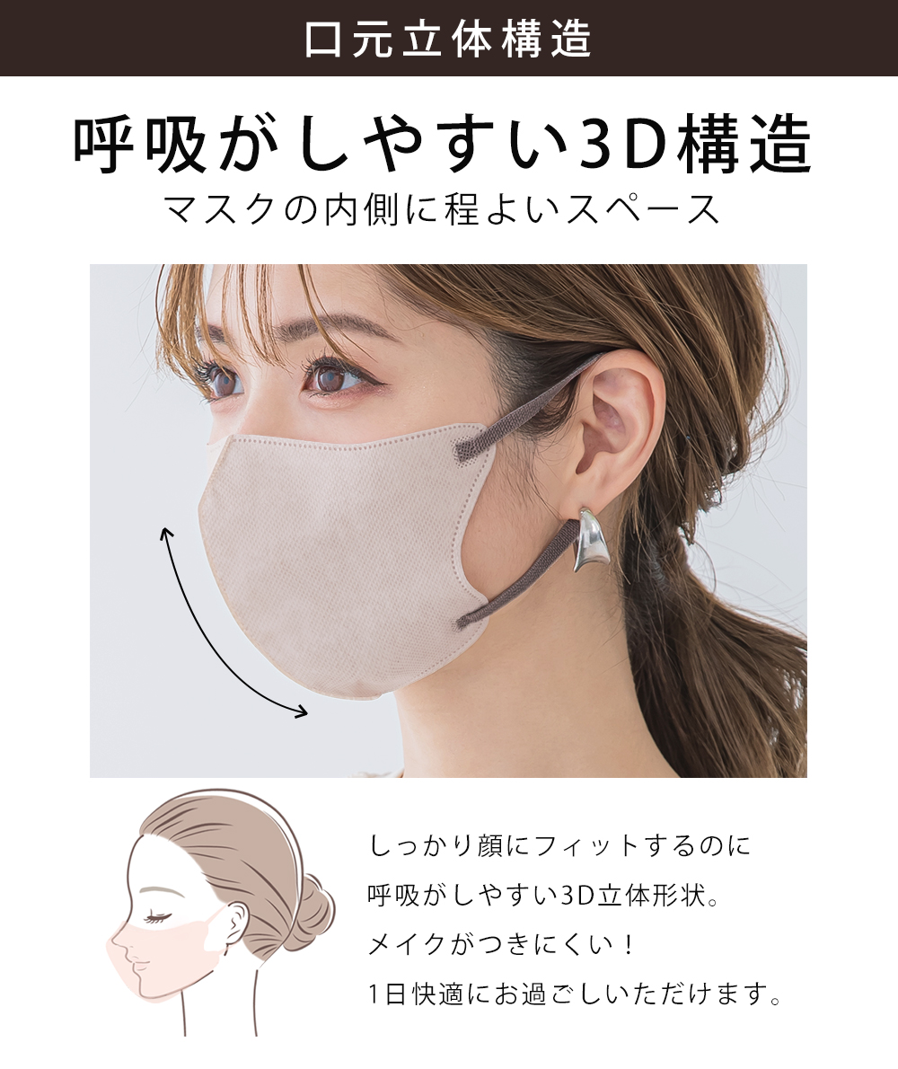 CICIBELLA ＼2026春新発売／快息 マスク 3Dマスク 不織布 カラー 20枚