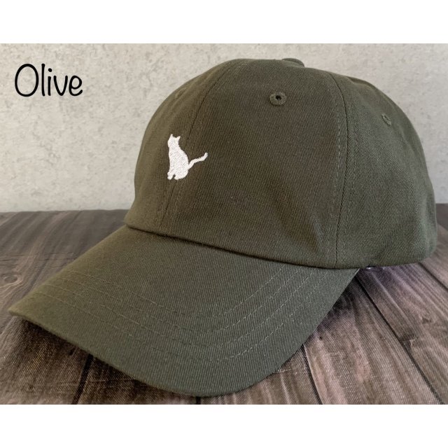 猫帽子 2サイズ9色展開 帽子 ネコ シルエット 刺繍 ツイル キャップ CAP