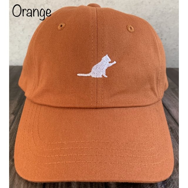 2サイズ9色展開 帽子 ネコ シルエット 刺繍 ツイル キャップ CAP