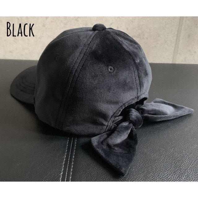 帽子 バック リボン ベロア キャップ ローキャップ カーブキャップ