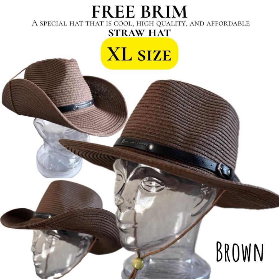 【最短当日発送】 帽子 XL BIG サイズ テンガロン ハット ウエスタン フェドラ つば広 カウボーイ 中折れ帽 アウトドア 日よけ ストロー 【複数ご購入送料無料】 |  | 02