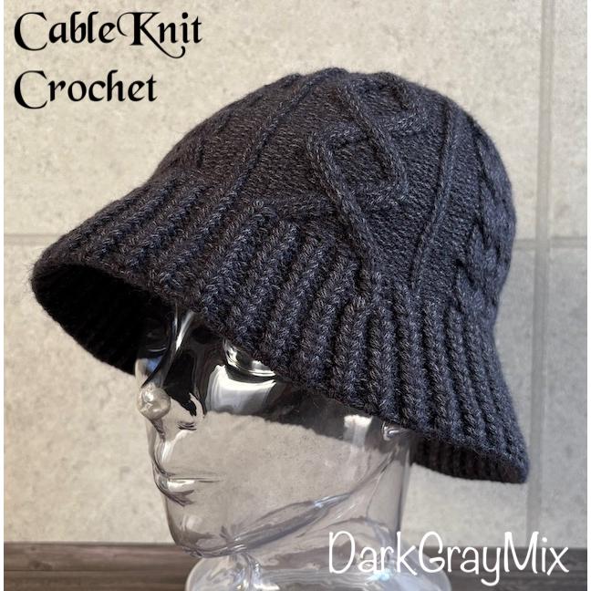 CLOCHE(クロッシェ)ケープニット ジップ ケープ　 チャコール 最短当日発送】 特価 帽子 クロシェ ベル ハット ニット ケーブル