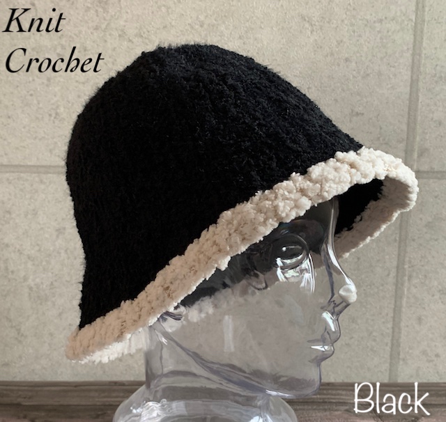 3色展開 帽子 クロシェ ベルハット ニット ボア チューリップ バケット