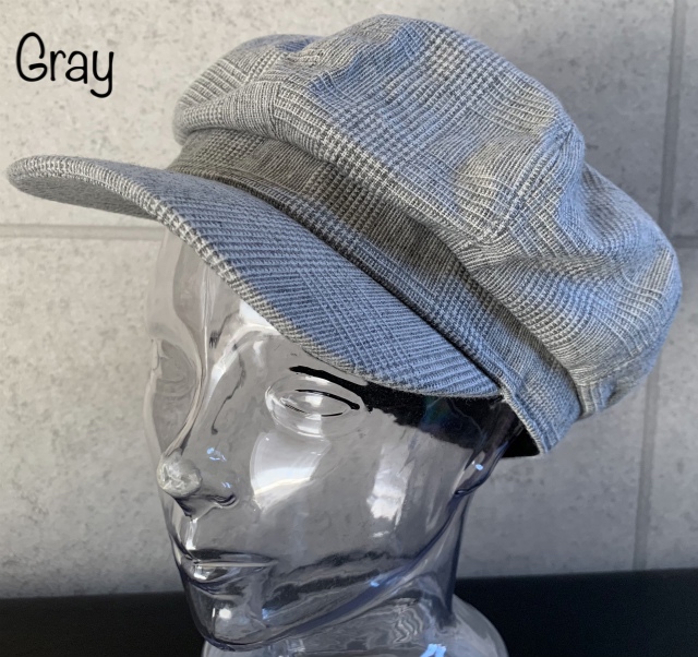 グレー系チェック ビッグアップル キャスケット グレー系チェック