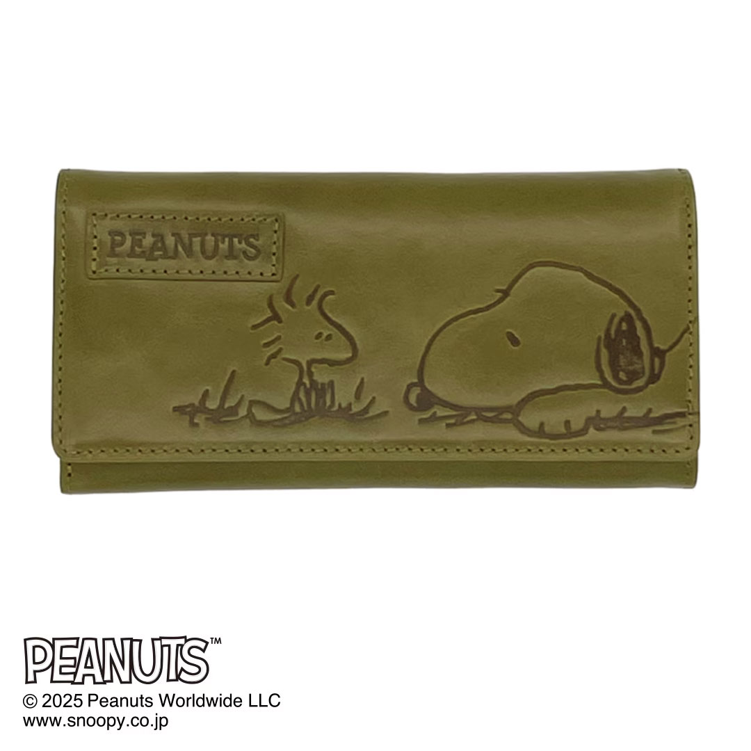 PEANUTS ピーナッツ 73054 スヌーピー かぶせ蓋 長財布 スナップボタン