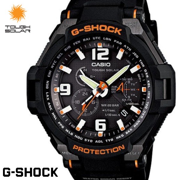 【訳あり】G-SHOCK ジーショック CASIO カシオ タフソーラー スカイコクピット 腕時計 アナログ GA-1400-1A メンズ オレンジ  ブラック 【日本未発売モデル】