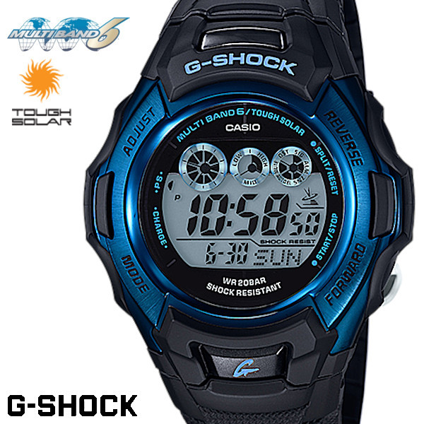 CASIO G-SHOCK ジーショック 電波ソーラー ブラック スカイブルー デジタル メンズ 腕時計 GW-M500F-2