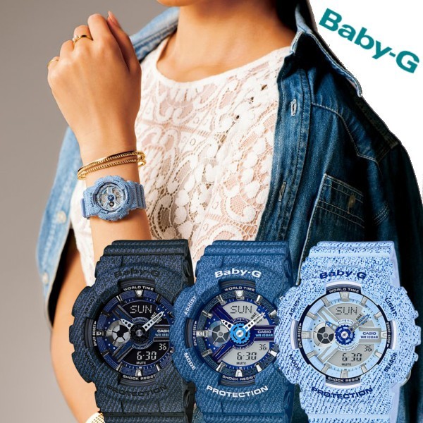 CASIO BABY-G カシオ ベビーG クオーツ 腕時計 うでどけい レディース LADIE'S denim デニム ブラック ブルー アナログ  デジタル BA-110DC :BA-110DC:腕時計 アクセサリー Gross - 通販 - Yahoo!ショッピング