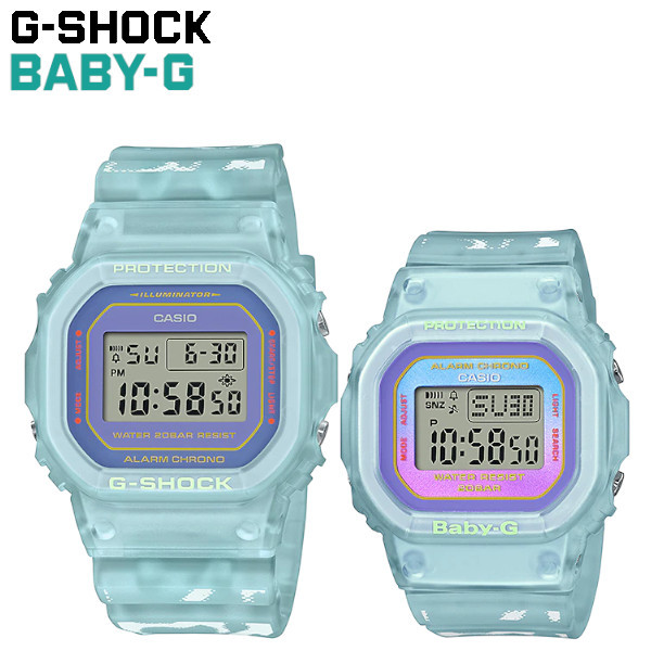 ペアウォッチ G-SHOCK ジーショック BABY-G ベビージー 海外限定 ブルー スケルトン ラバーズコレクション 2021 SLV-21B-2  メンズ レディース 腕時計