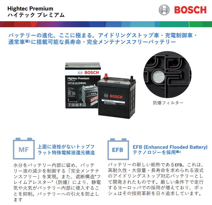 【廃バッテリー無料回収キャンペーン対象商品】ボッシュ 【メーカー正規品】 HTP-60B19L ハイテックプレミアム アイドリングストップ車使用不可 【coupon80】｜gekicar｜03