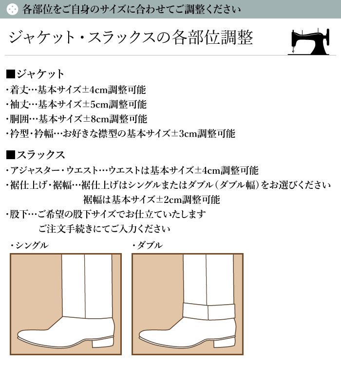 日本製 イージーオーダースーツ ゼニア生地・ロロピアーナ生地