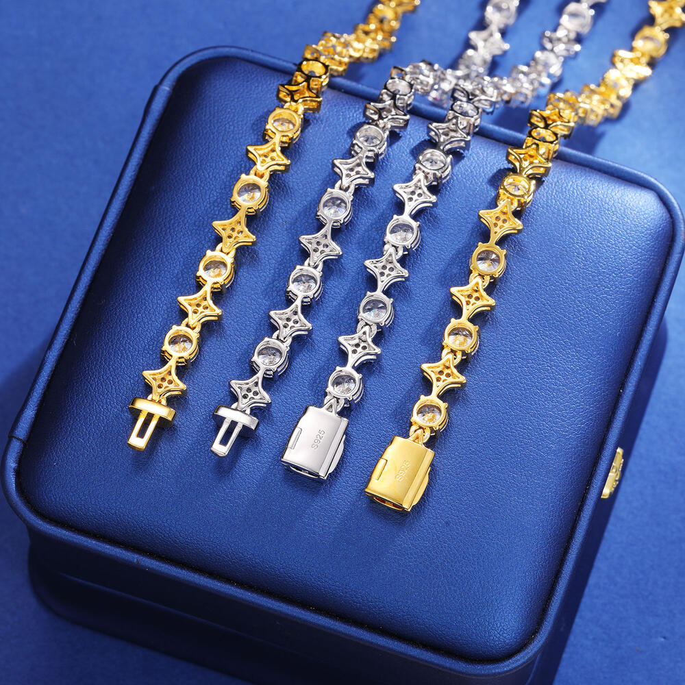 テニスネックレス　シルバーゴールド　モアサナイト　50cm 4mm モアサナイト テニスネックレス 8mm幅 50cm HIPHOP ラッパー ヒップ