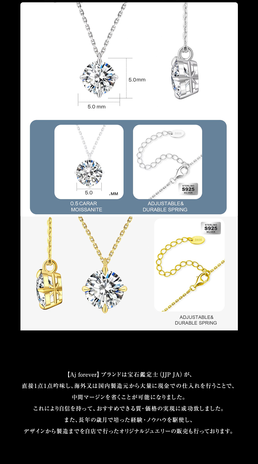 モアサナイト ネックレス レディース 0.5ct 一粒 シンプル