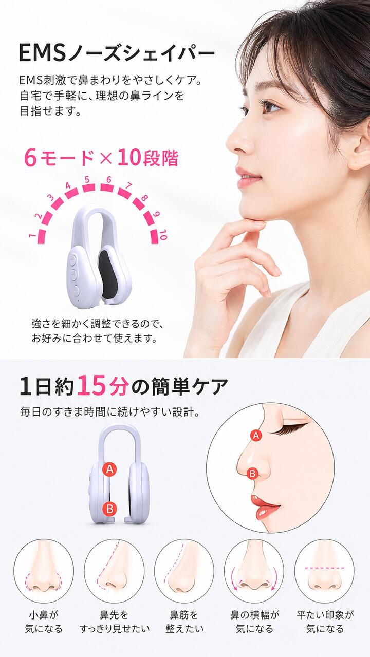 鼻 美顔器 EMS ノーズクリップ ems 鼻専用美顔器 鼻美顔器 鼻矯正 鼻