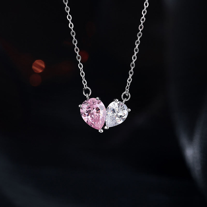 モアサナイト ピンク ネックレス レディース 1.66ct ハート シンプル