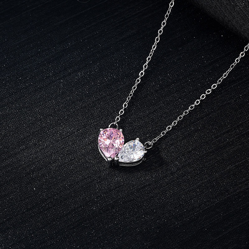 モアサナイト ピンク ネックレス レディース 1.66ct ハート シンプル