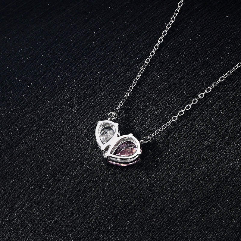モアサナイト ピンク ネックレス レディース 1.66ct ハート シンプル