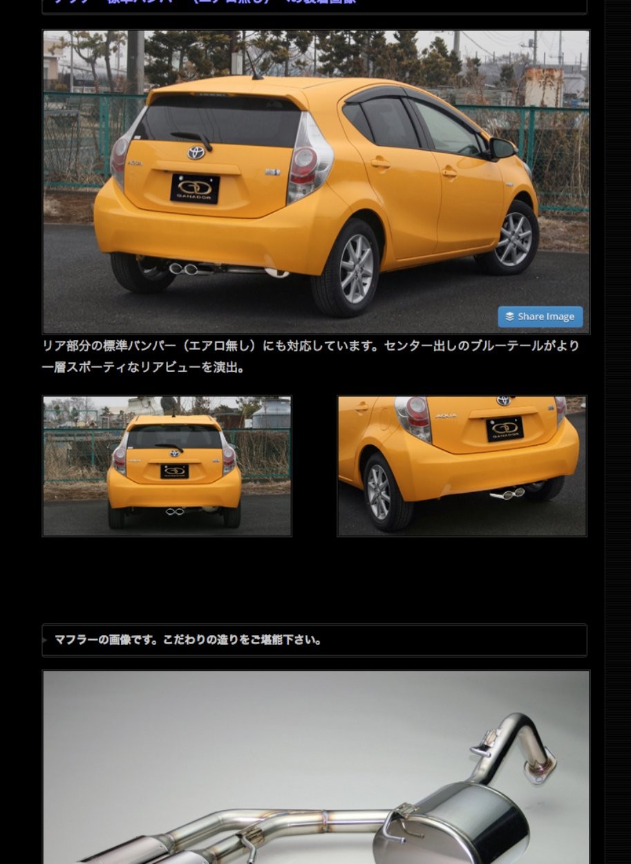 ■GANADOR ガナドールマフラー NHP10 アクア センターW AQUA PASION EVO DAA-NHP10 オーバル カー用品  自動車パーツ