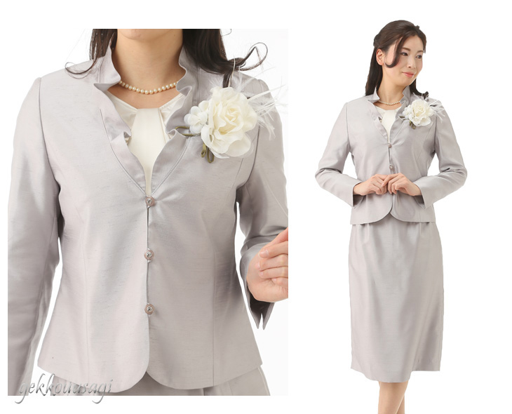 フォーマル スーツ レディース 入学式 結婚式 謝恩会 母 服装 フリル襟