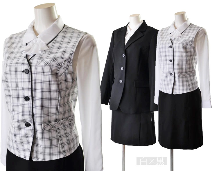 事務服 制服 3点セット 安い 大きいサイズ 3つボタン 長め着丈