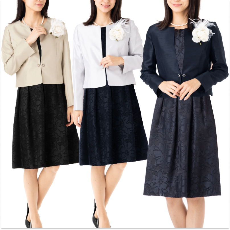 セレモニースーツ 2点セット ノーカラー ジャケット ワンピース 9号 11