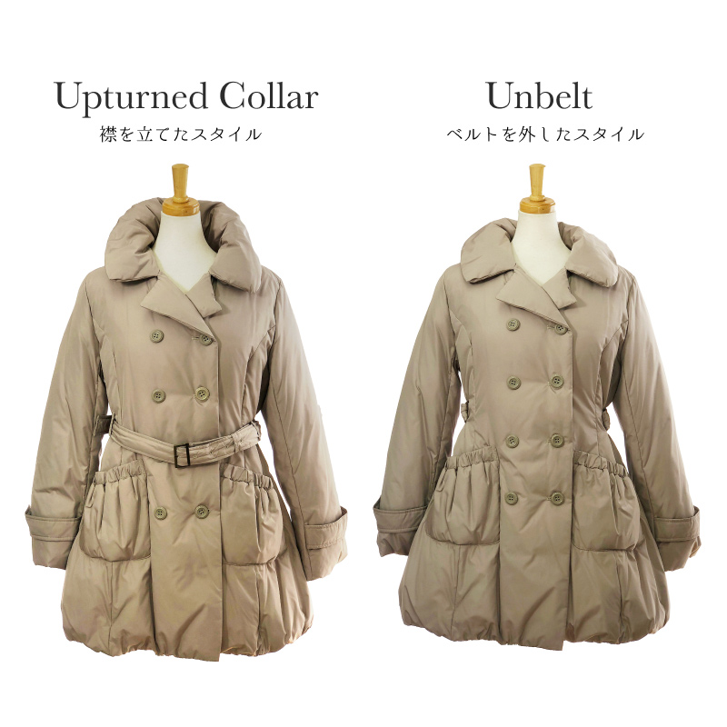 トレンチ型 ダウンコート ダウン80% フェザー20% レディース アウター