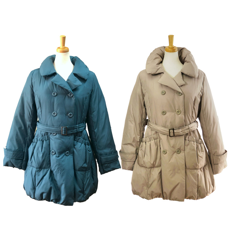 トレンチ型 ダウンコート ダウン80% フェザー20% レディース アウター