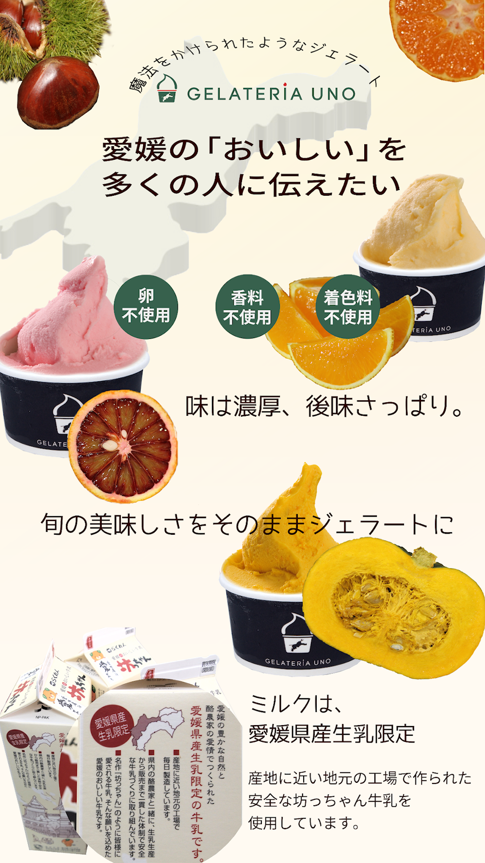 ジェラート専門店 ジェラテリアUNOのこだわりのジェラート
