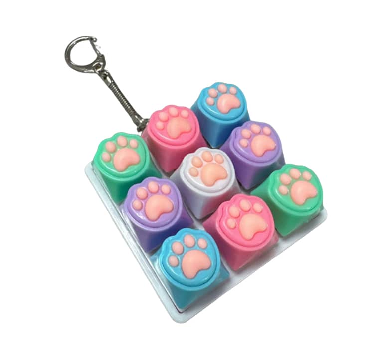 肉球 キーボードキーホルダー フィジェットトイ ねこ 猫 メカニカル タクタイル スイッチ ミニキーボード マルチカラー ストレスリリーフ フォーカス |  | 04
